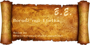 Borsányi Etelka névjegykártya